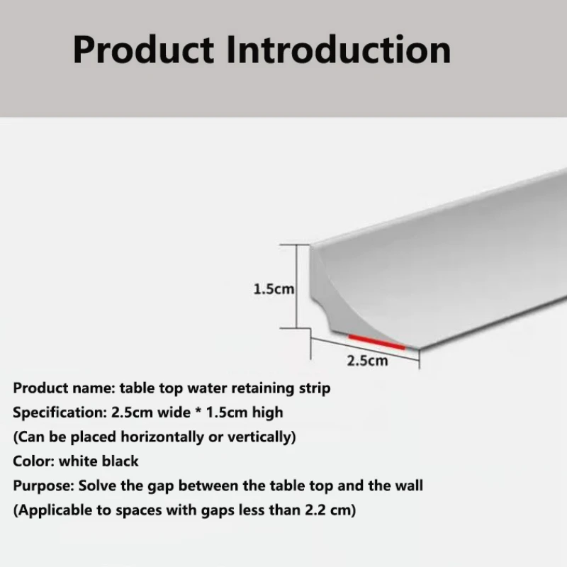 Silicone Water Stopper Strip Bathroom Shower Anti Flood Barrier Self-adhesive Seal Tape for Countertop Gap Wall Corner Protector