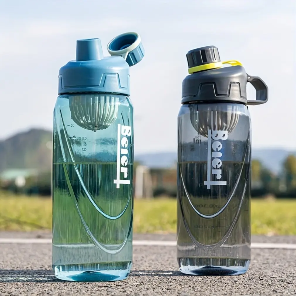 1 Liters Straw Plastic Water Bottle Large Portable Travel Bottle Sports Fitness Cup High Value Big Fat Cup Adult Universal