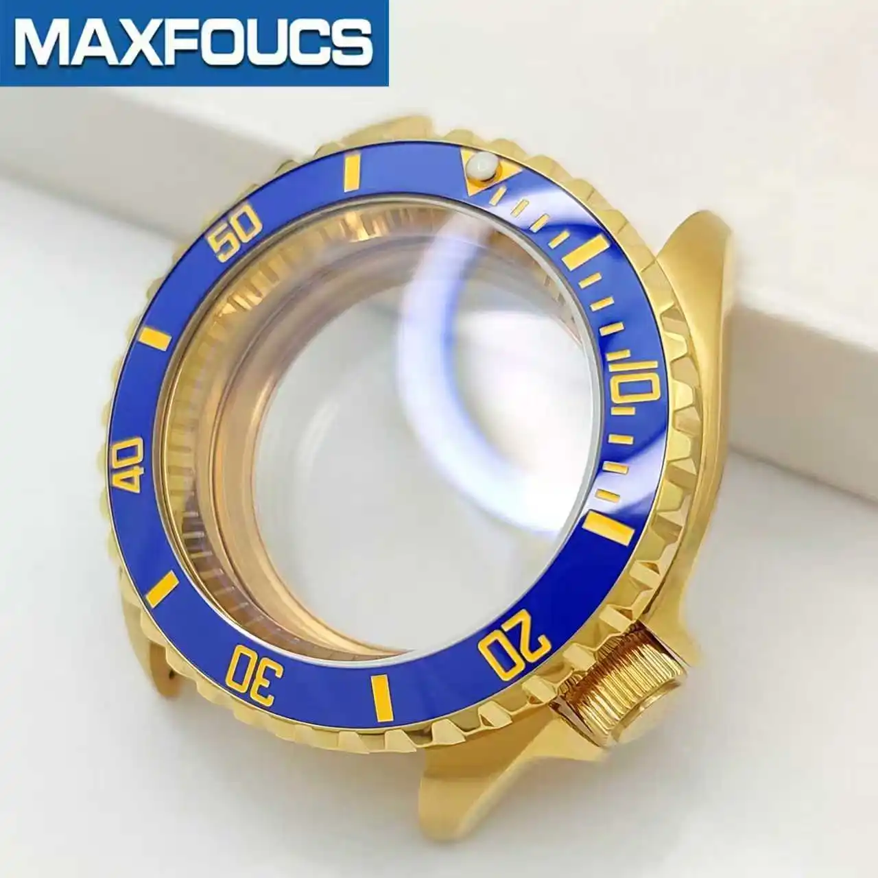SKX Classic Shiny Gold Uhrengehäuse 4-Uhr-Krone Edelstahl-Finish MOD NH35 NH36 4R36 Saphirglas Kundenspezifisches Zubehör – Detail 11
