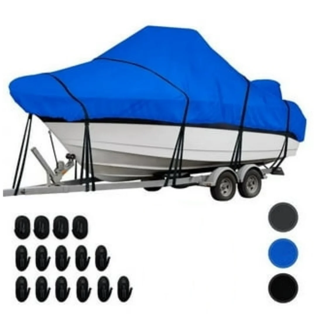 

Trailerable Boat Cover, 600D Heavy Duty Marine Covers Fits Center Console Boats Windshield Height up to 30in