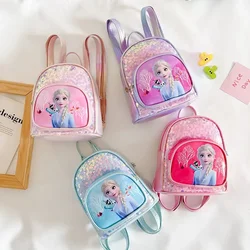 2024 New Disney Frozen 2 Children Sequins Tide Sequins Backpack Double Zipper Small Fresh Cute Bag for Children Festival Gift