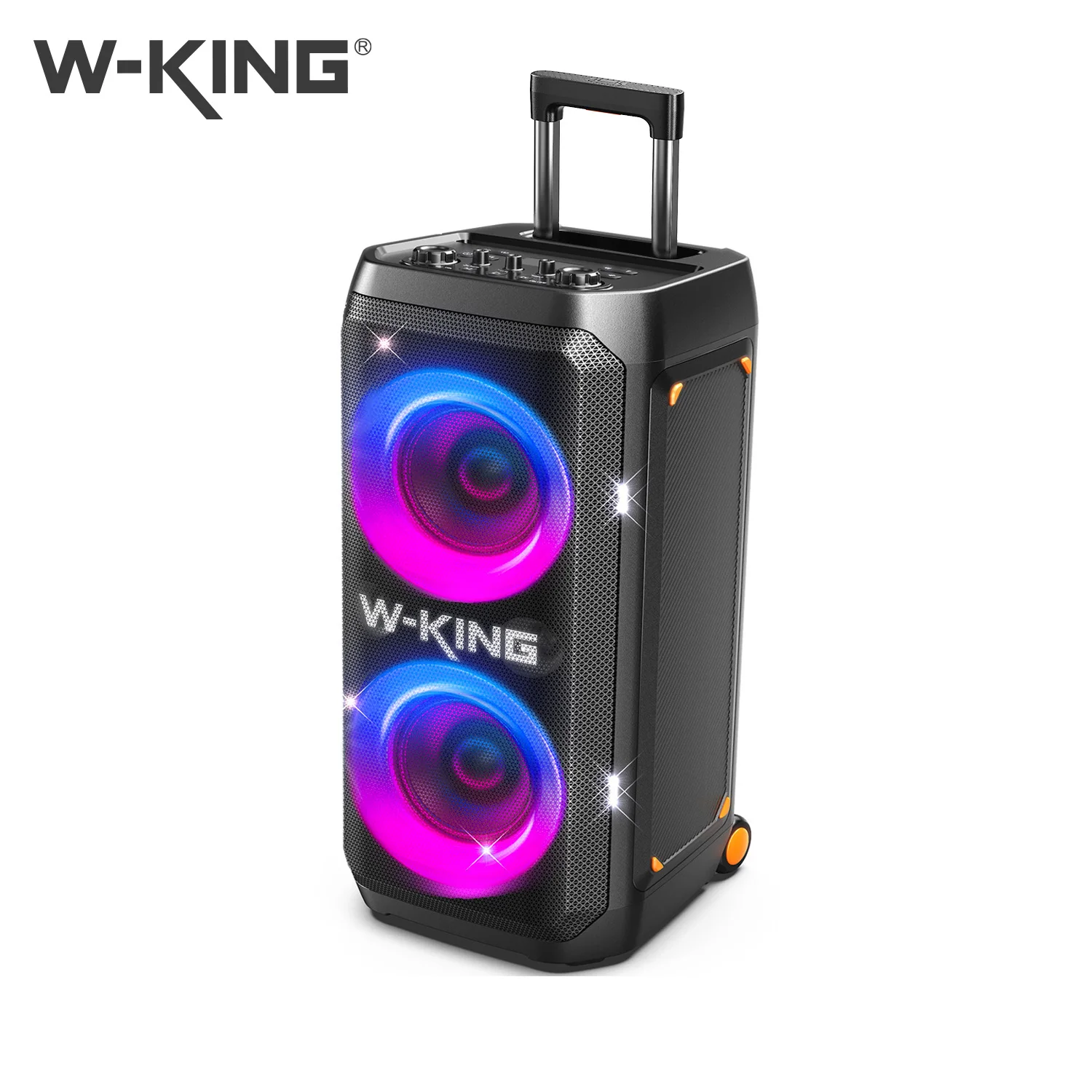 W-KING T12 Altoparlante Bluetooth per Feste 370W di Picco 135dB Bassi Profondi Altoparlante Karaoke Portatile con Luci RGB Bluetooth 5.4, Ruote, AUX USB TF OTG, Ingresso per Chitarra e Microfono