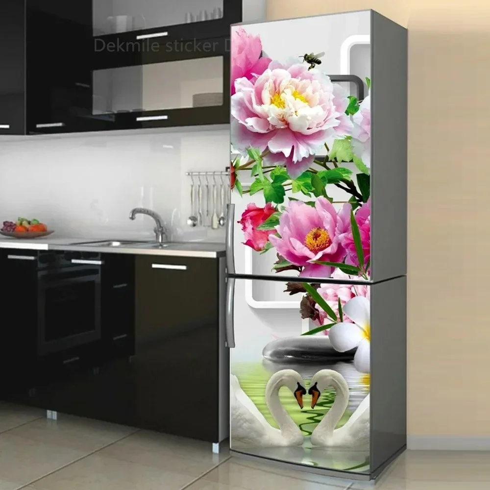 Geometric Pattern Wall Fridge Stickers For Dining Room Home Decoration Bricks Cup Cabinet Food Vinyl Art Wall Decal Refrigerator