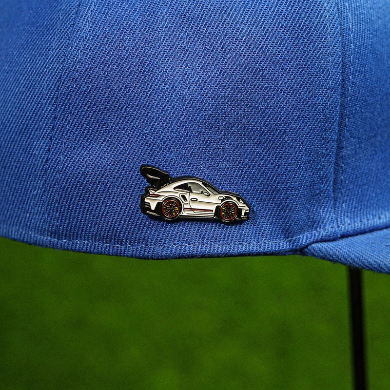 Cool Sports Car Badge Golf Ball Hat Clip Metal Enamel Pins Retro Porsche GT3RS Shape Golf Cap Basketball Hat Clip Jewelry Badge view 5