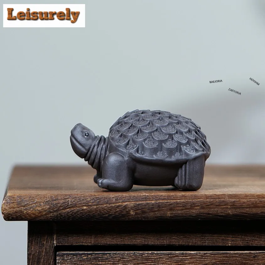 Yixing Purple Sand Money Turtle Tea Pet Traditional Lucky Model Tea Figurine Play Toys Tea Statue Ornaments Cafes Accessories