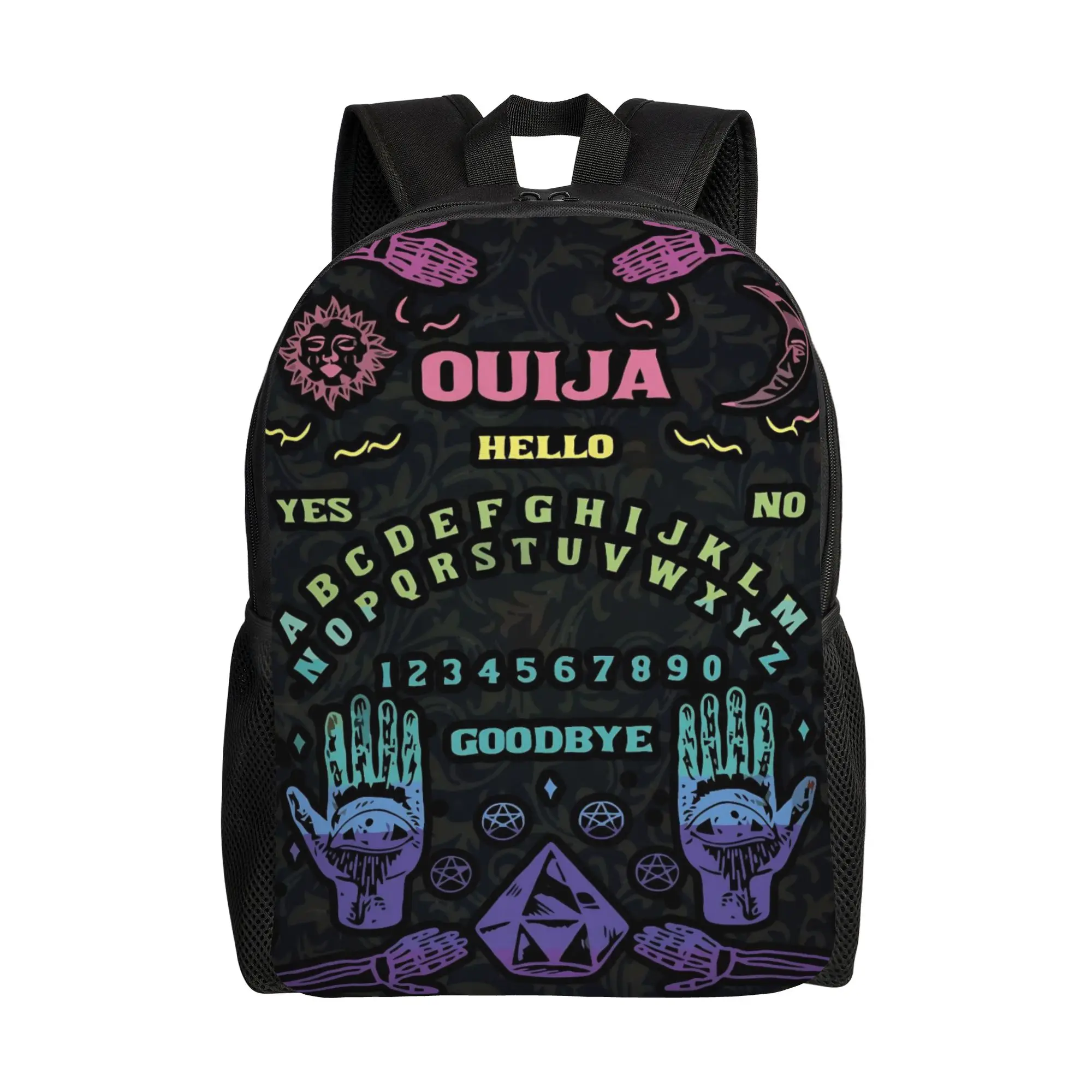 Ouija Board Skull Sun and Moon Backpack for Men Women High School Business Daypack Skull Hand of Fatima Laptop Shoulder Bag Gift