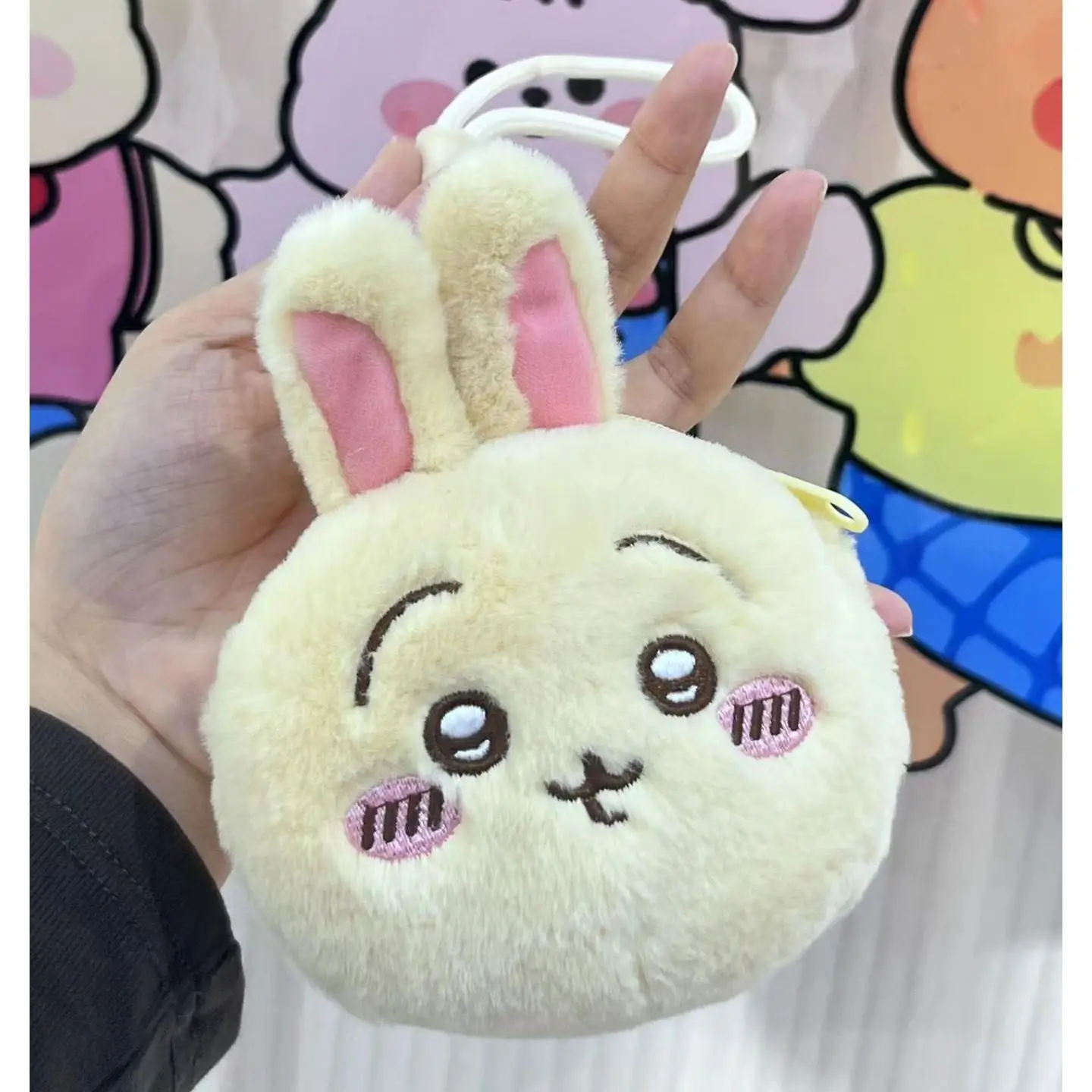 Bolsa de Peluche Kawaii Chiikawa, Diseño Lindo de Hachiware Usagi, Suave y Esponjosa, para Auriculares y Monedas, con Cordón, para Estudiantes y Uso Diario