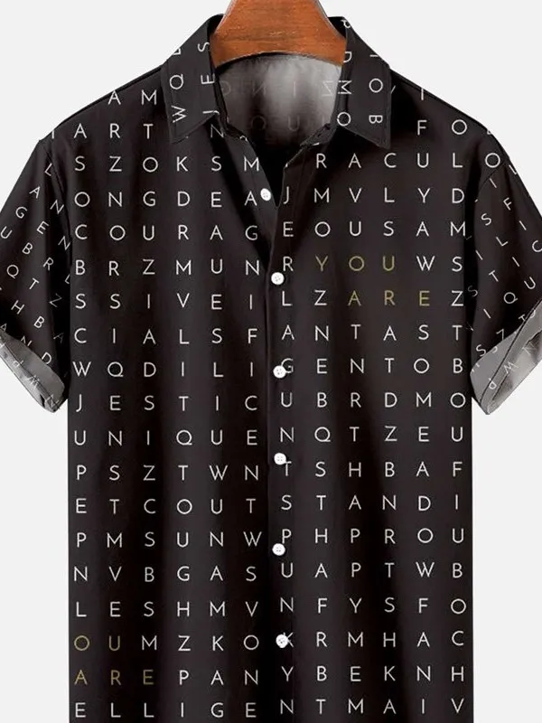 

New Element 3D Digital Print Loose Short Sleeve Shirt Men's Casual Standard Fit Spring Autumn Thin Cotton Inner Wear Hat