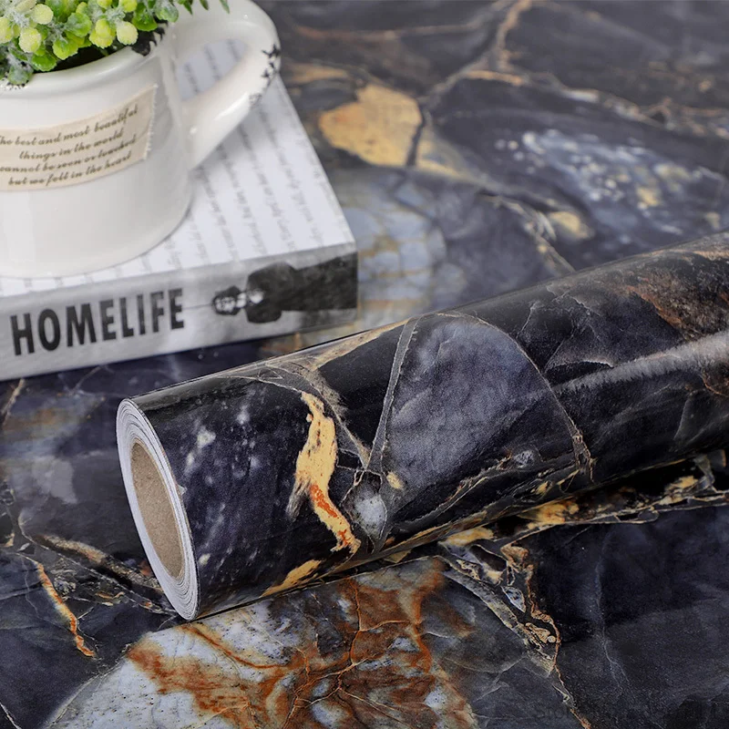 Fire Retardant Waterproof Kitchen Marble Remodeling Wallpaper Film Table Countertop Living Room Wall Background Sticker