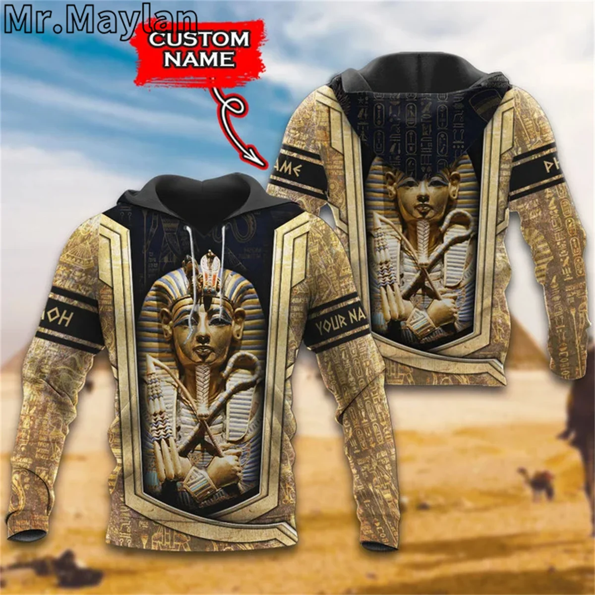 PHARAOH ANCIENT EGYPT EMPIRE TRAPEZOID CUSTOMIZED 3D Unisex Hoodie Men Sweatshirt Street Zip Pullover Casual Jacket Tracksuits