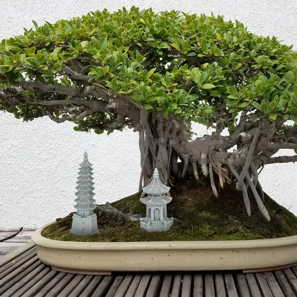 

Creative Pagoda Statue Garden Decor Zen Ornament Miniature Tower Lightweight Sandstone Bonsai Desktop Outdoor Adornment Micro