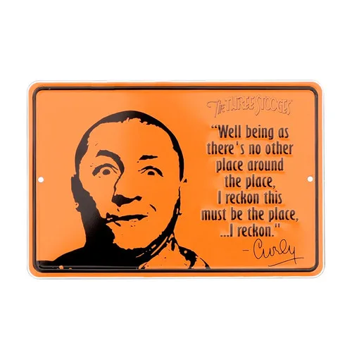 Funny Curly Must Be The Place Three Stooges Metal Sign Man Cave Bar Tin Wall Art-Aluminum