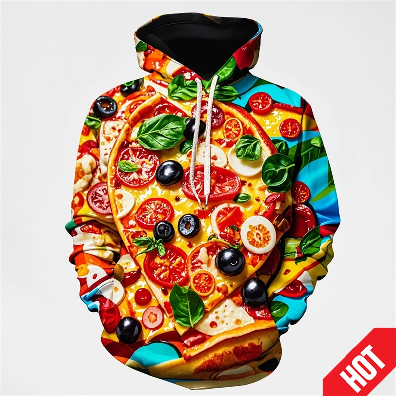 Pepperoni Pizza 3D Print Hoodie Pullover Hipster Food Hoody Casual Streetwear Funny Women Men Unisex Clothing New Design Hoodies