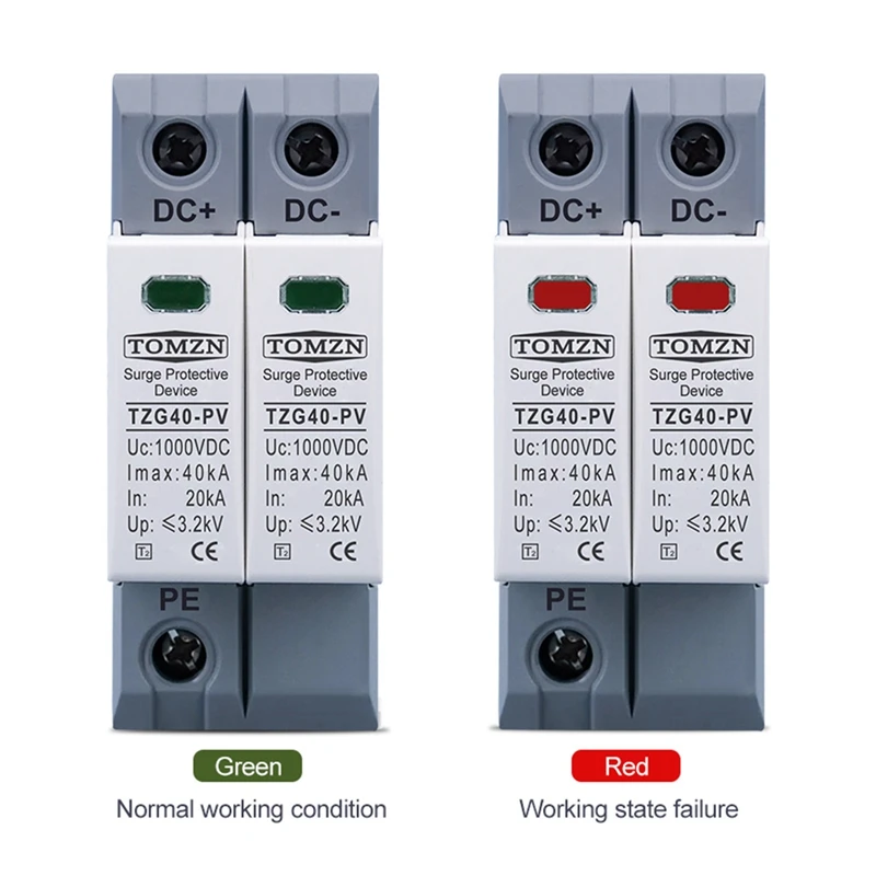 

TOMZN DC SPD 2P 1000V 20KA-40KA Din Rail Solar Outdoor Power Protection Surge Protector Surge Protective Device