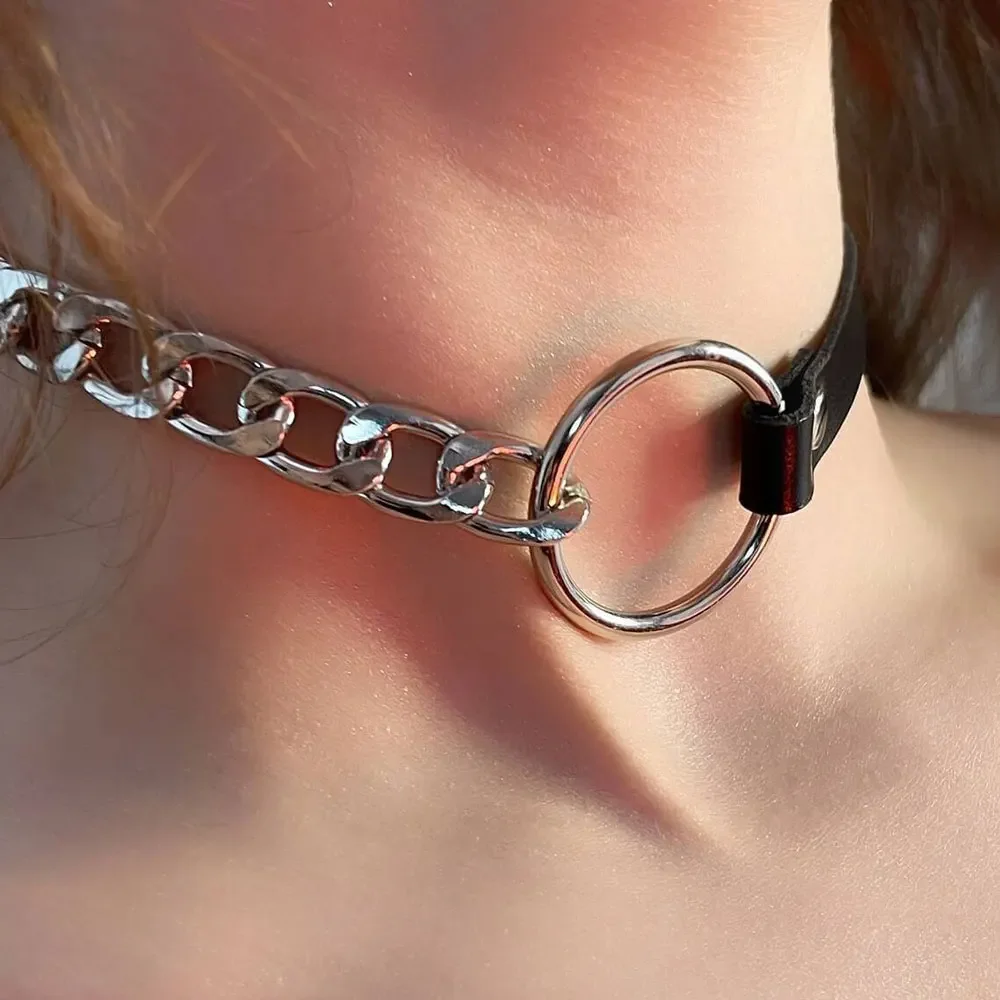 Collares de cuero Punk sexis para mujer, cuello redondo a la moda, Gargantilla Harajuku con corazón, Bondage gótico, accesorios para el cuello para mujer