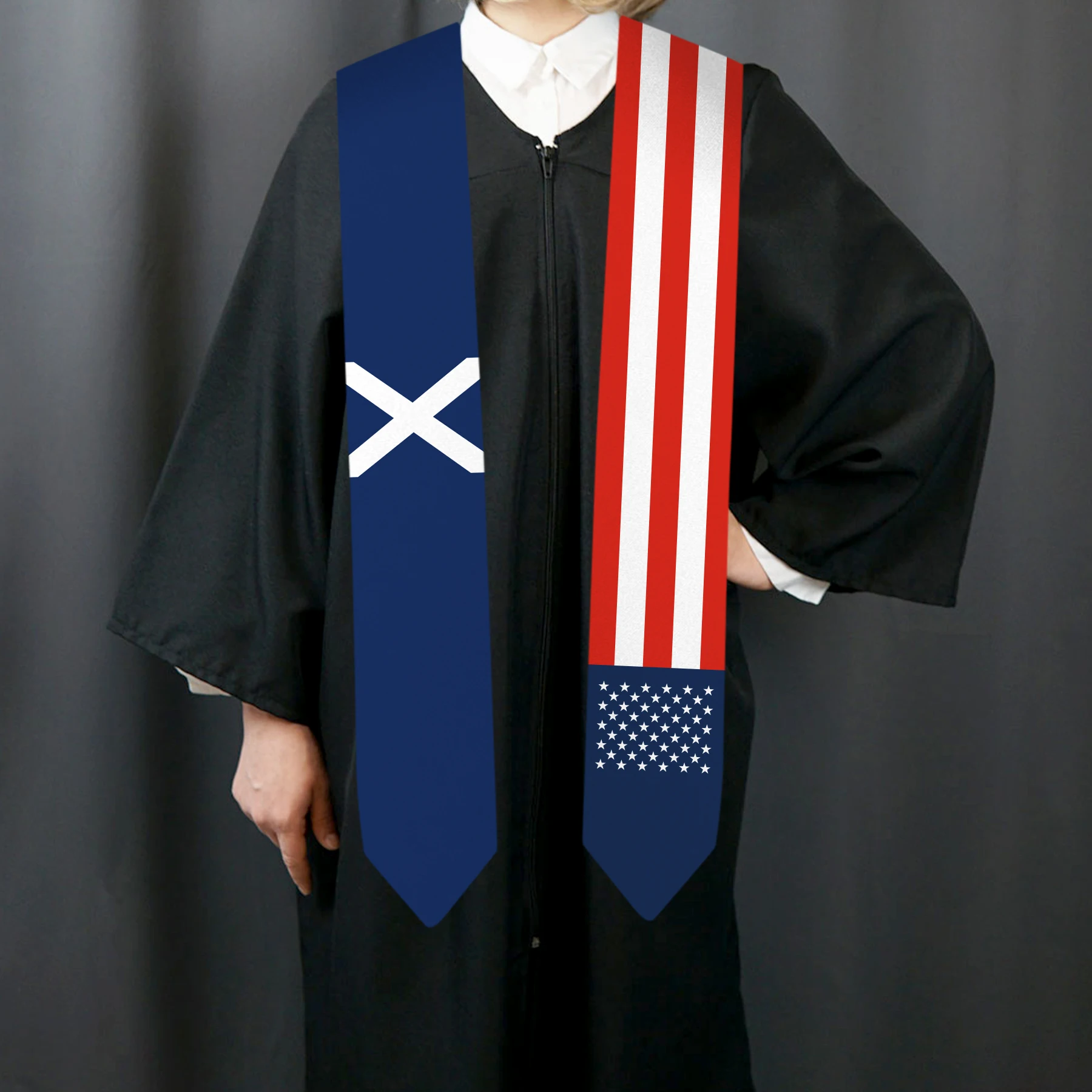 13x180cm USA And Scotland St Andrews Cross Flag Graduation Sash Bachelor Gown Accessory Graduation Sash Scarf