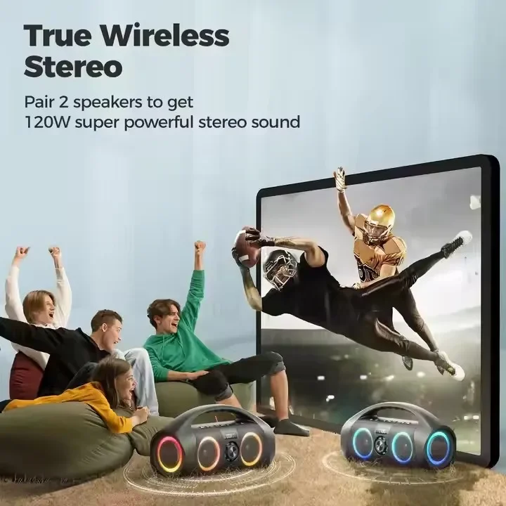 Cyboris F29 120W Super Bass Outdoor Pillar Subwoofer Stereo Hifi Mini Karaoke Machine Portable Speaker With Wireless Microphone