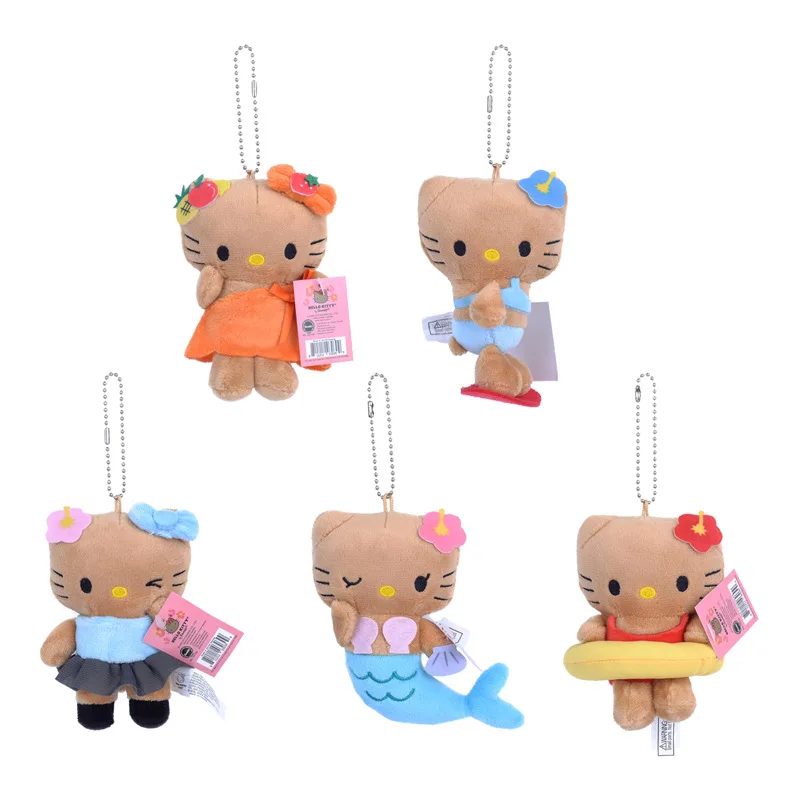 

Hello Kitty Cartoon Creative Kt Mermaid Surfboard Plush Toys Backpack Pendant Accessories Keychain Birthday Gifts