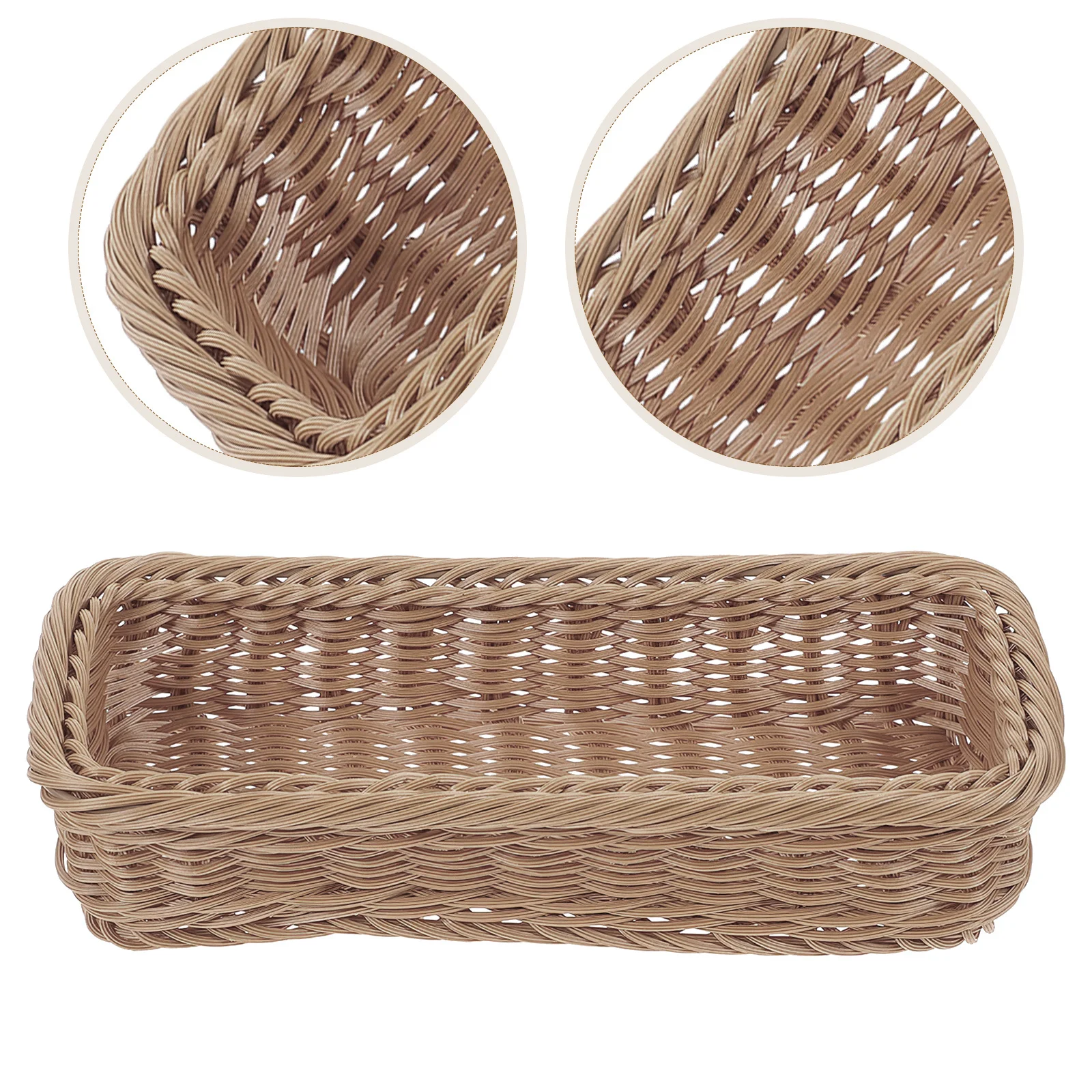 2 قطعة سلة تخزين بلاستيكية منسوجة منظم لأدوات المائدة برطمان توابل سطح المكتب سلة المطبخ المنزلية صندوق منسوج