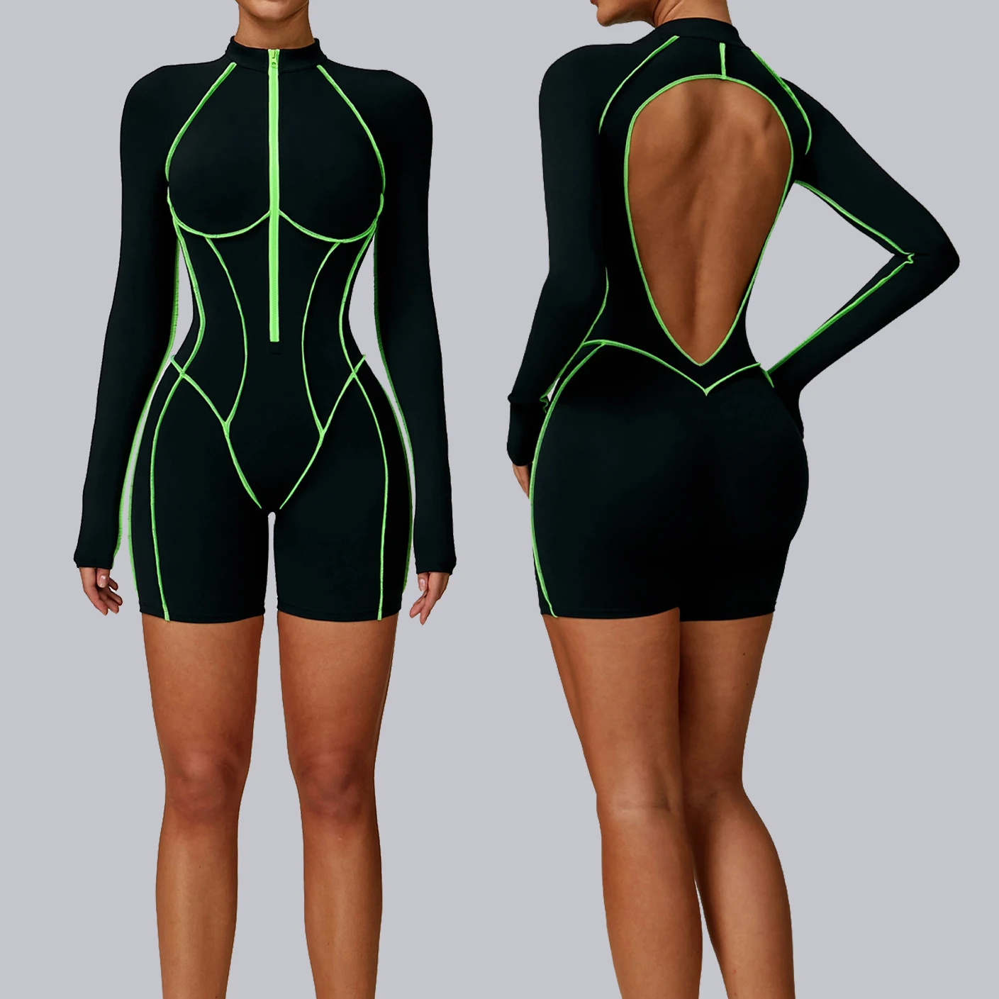 

Zipper Short Jumpsuit Women's Gym Rompers Fitness Short Sets Sports Overalls for Woman Tracksuit Yoga Suit Workout Sportswear