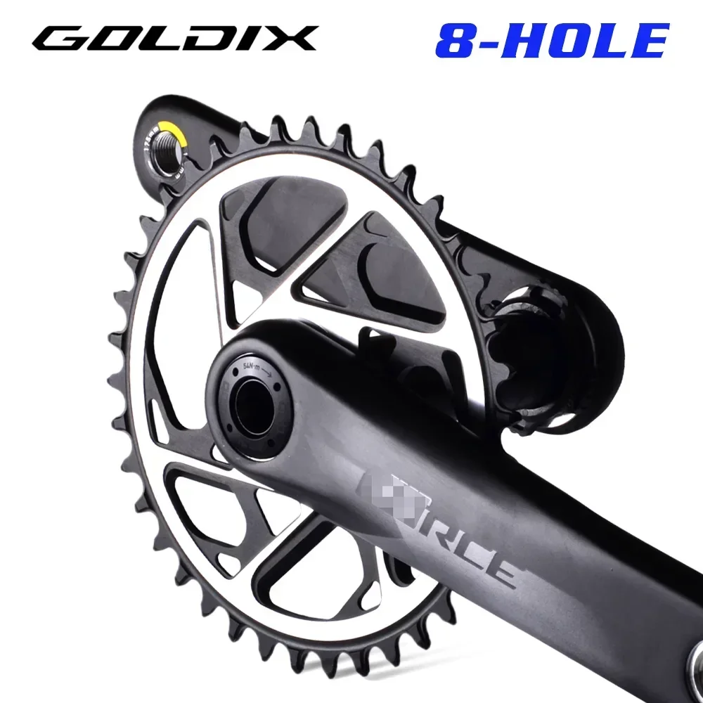 GOLDIX 8 Bolt Bicycle Chainring 3mm Offset 7075 Aluminum Alloy CNC Hollow Wide Narrow Teeth 36T/38T for SRAM ETAP AXS KRAFT RED