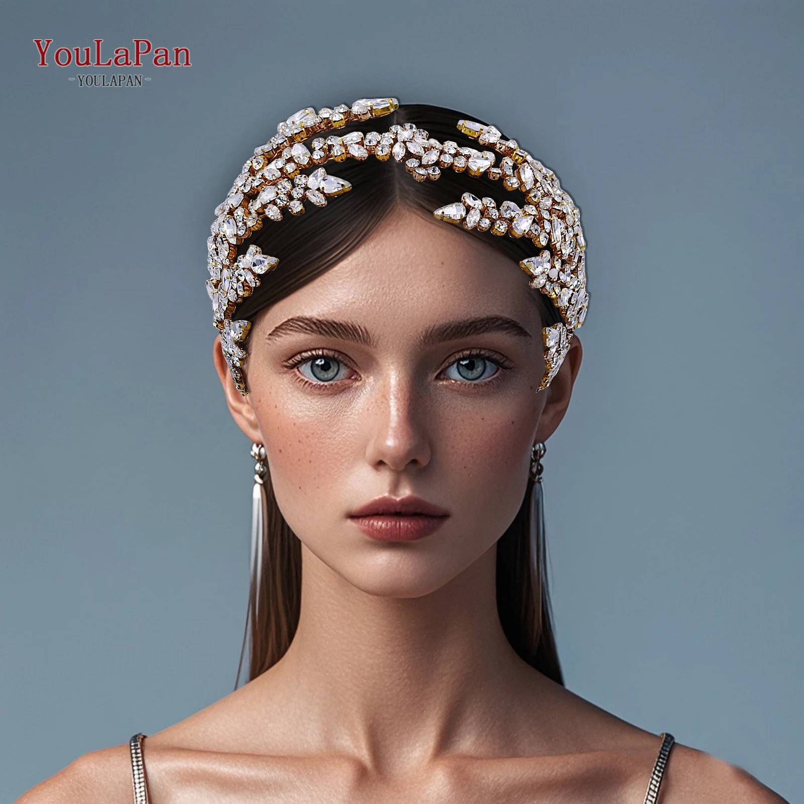 

YouLaPan Wedding Crowns Bride Tiara and Headdress Bridal Headband Women Headpiece Hair Accessories Pageant Headwear HP425