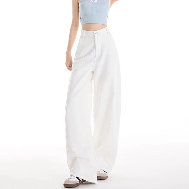 Klassische Koreanische Frauen Dünne Gerade Bein Jeans Mädchen Mode Hohe Taille Denim Hosen Heißer Verkauf Dame Casual Feste Hosen