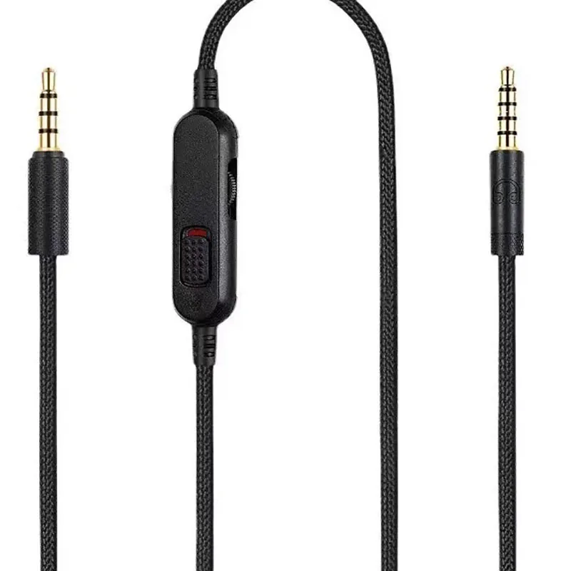 2 Meter Braided Headphone Audio Cable Inline Volume Control Mic Tuning Wire for Logitech G433 G233 G Pro Pro X Gaming Headphones