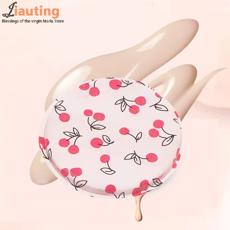 1/2 pçs cereja impressão silicone gel pó puff esponja rosto esconder cosméticos puff acessórios para fundação creme sem pó