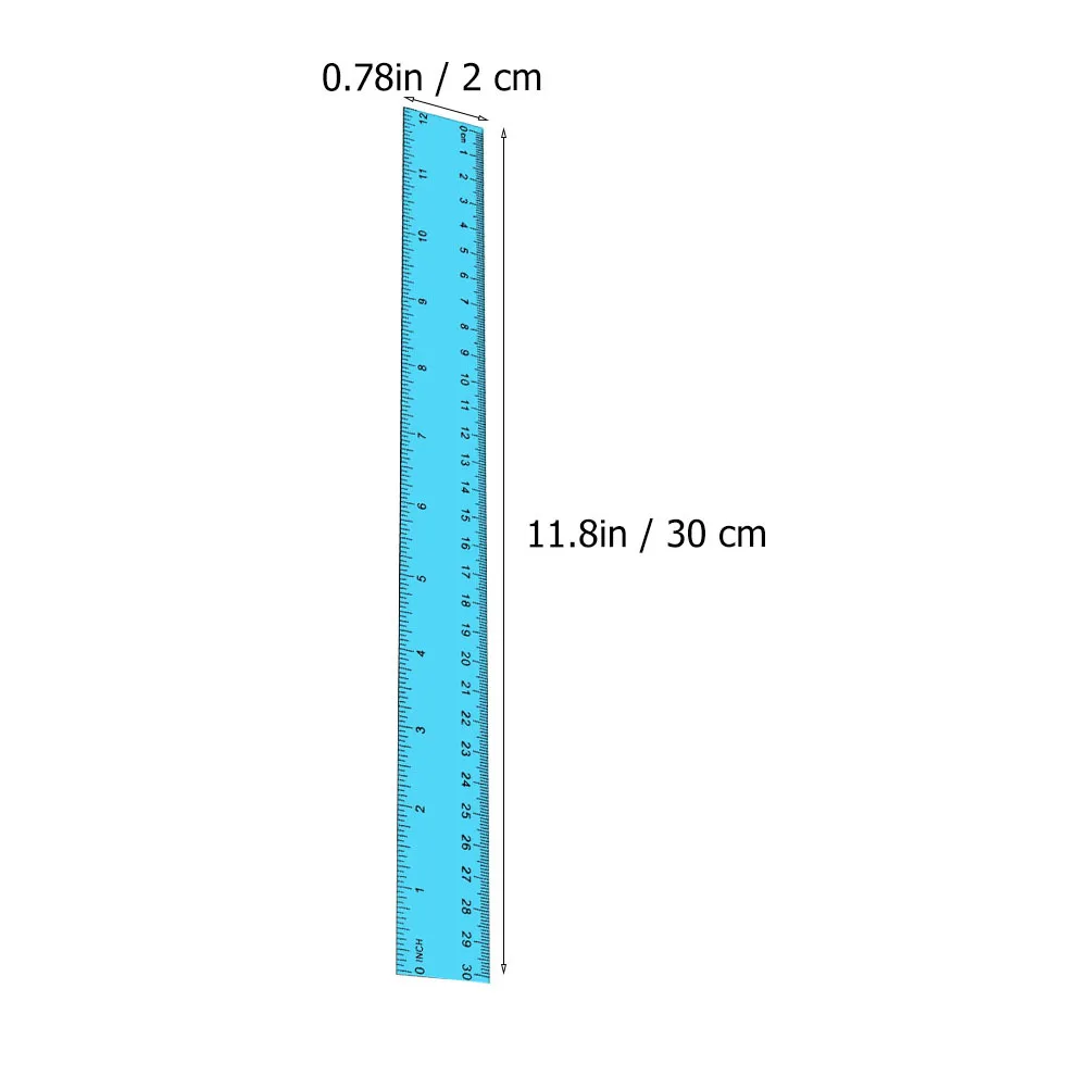 5Pcs Long Ruler 12 Inch Plastic Straight Ruler with Cm Inch Dual Side Measuring for School Students Stationery