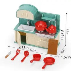 Muebles en miniatura de la familia del bosque, juguete de cocina, mesa de comedor, accesorios de casa de muñecas, juego de simulación de baño, regalos para niñas, Juguetes