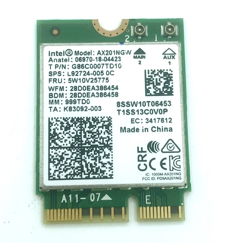 

New Original For AX201NGW Wireless LAN adapters E14/E15 Gen2 20TD 20TE BT5.0 2.4G-5G CNV. 802. FRUE 5W10V25775