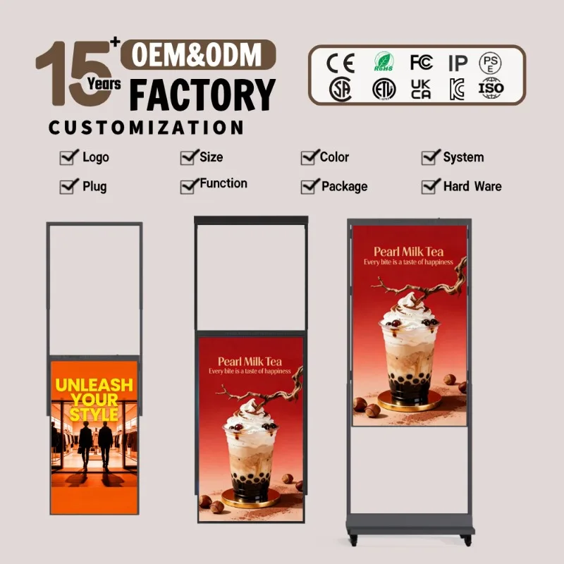 Window Display Screen Lcd 4K Customisable Large Indoor TV Touch Screen Kiosk Portable Ultra High Brightness Double-sided