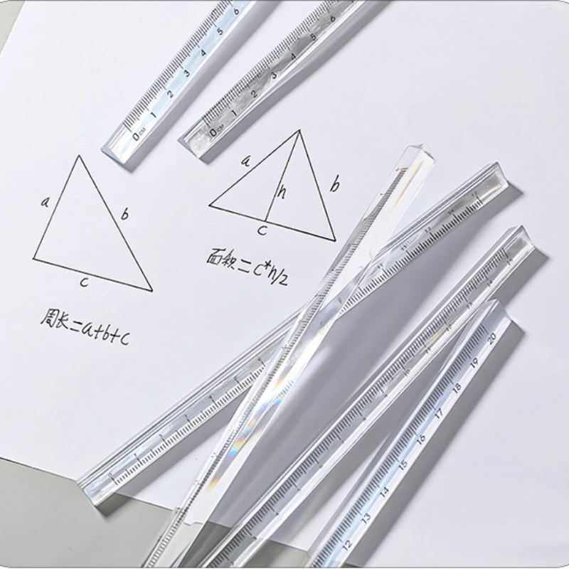 Regla de acrílico transparente de 15/20CM, regla de escala Triangular, regla de dibujo, herramienta de dibujo de medición de papelería, suministros