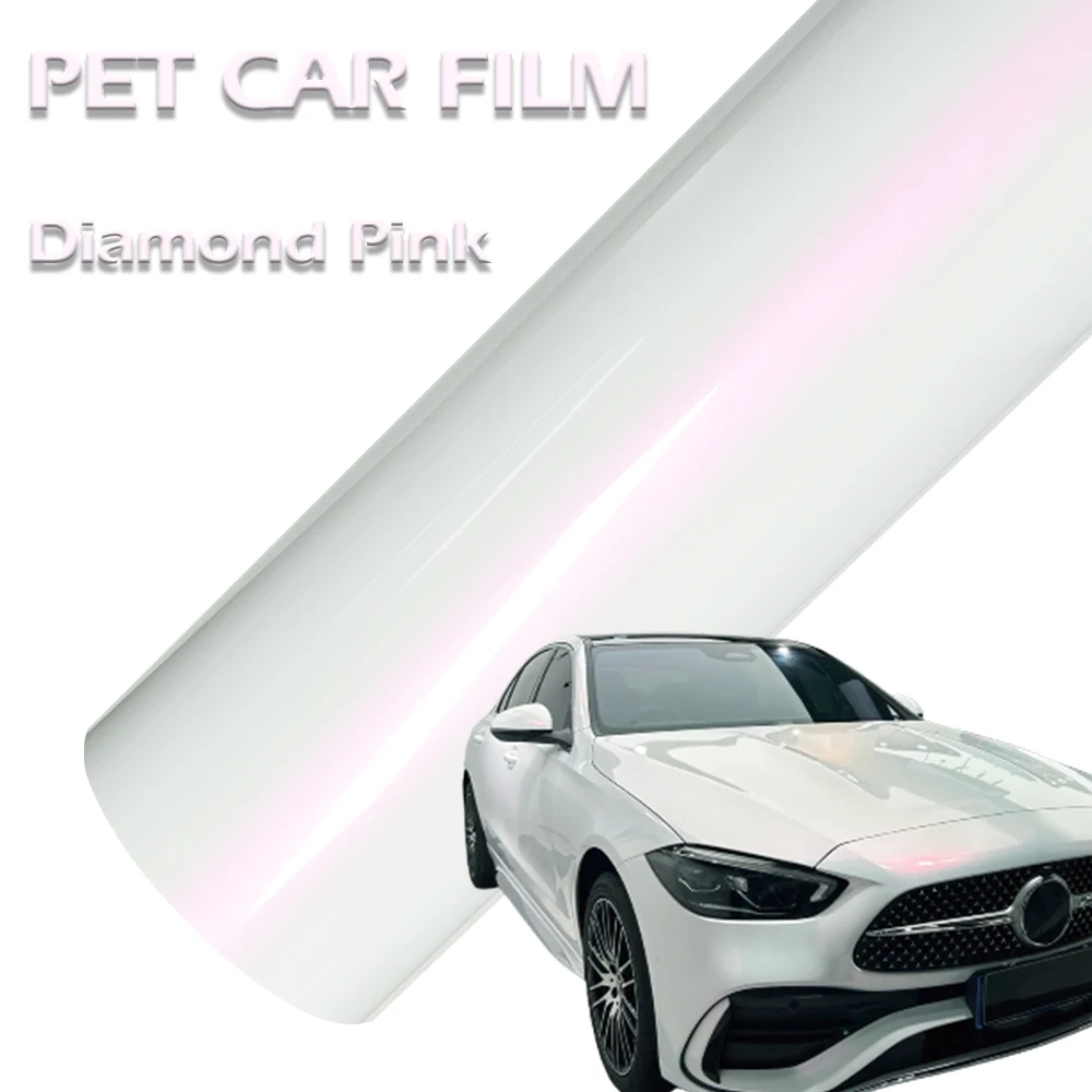 

Car Vinyl Film PET Ultra Gloss Diamond Pink Auto Wrapping Decal With Air Release Self Adhesive Car Body Decoration Film Sticker