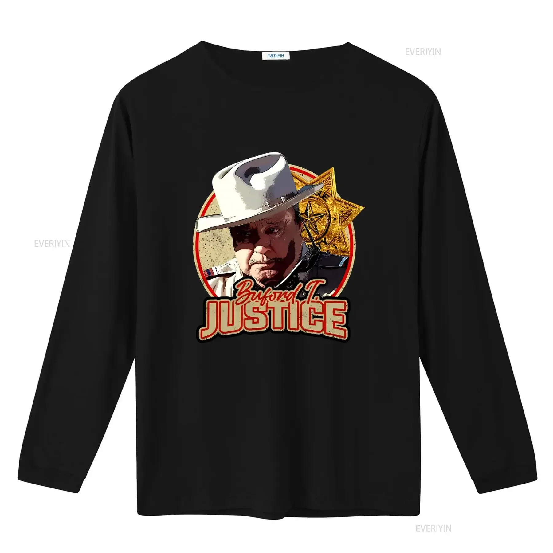 NWT Sheriff Buford T Justice Cool Art Print Shirt Long or s vintage Washed Versatile graphic Unisex fashion Stretched Casual