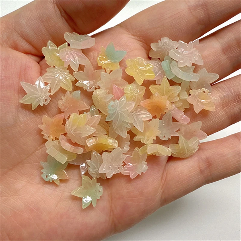 10Pcs New Creative 11MM Acetic Acid Flower Leaves Beads Spacer Acrylic Resin Torus Connector Diy Hair Jewelry Making Accessories