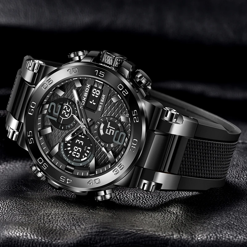 FOXBOX ساعات رجال الأعمال الفاخرة غواص الرياضة ساعة رجالي موضة عسكرية مقاوم للماء كرونوغراف كوارتز ساعة اليد Reloj Hombre #3