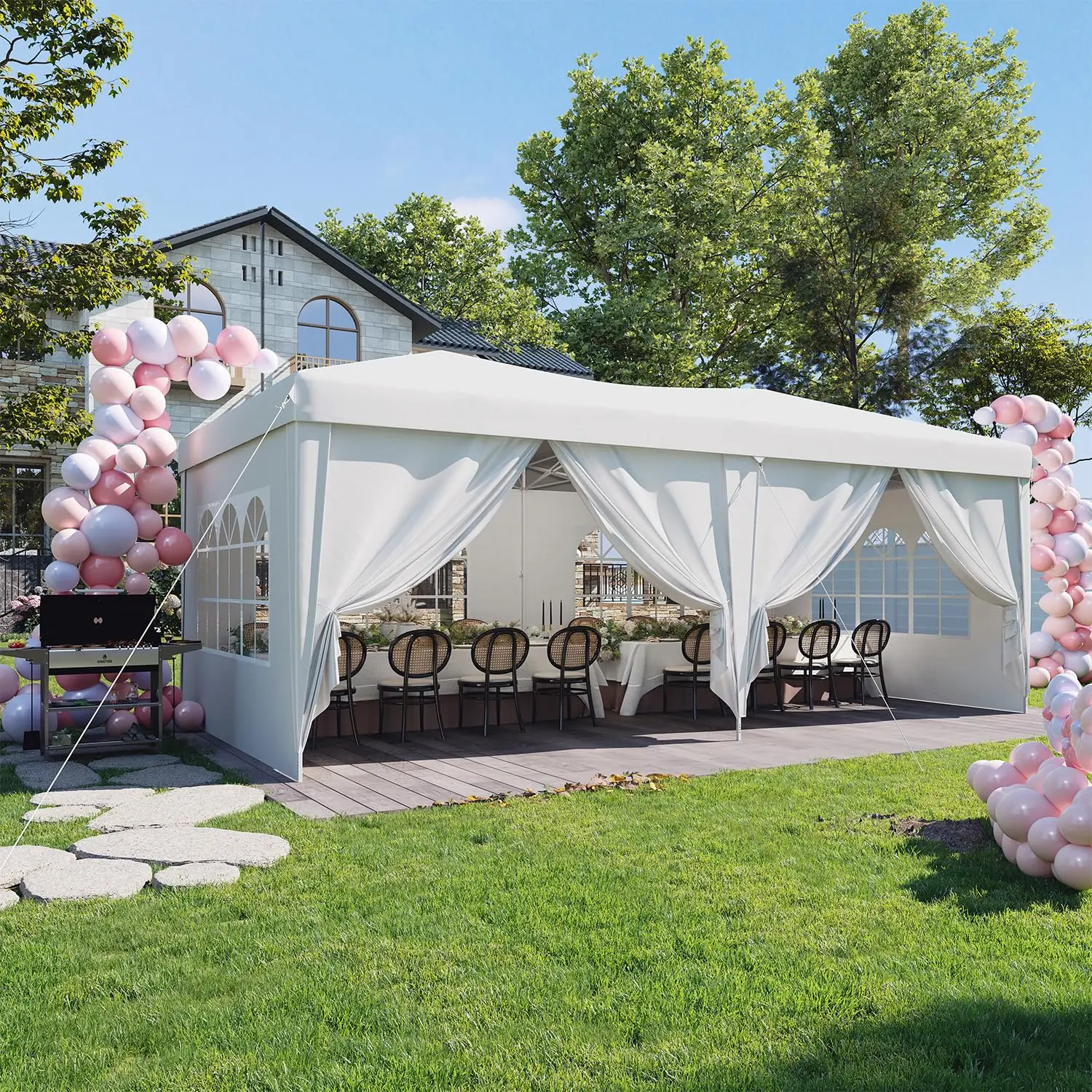 10x20 Pop Up Canopy Sidewalls One-Push Setup Waterproof Outdoor 3 Height Adjustable Portable Events Wedding Market, Customized