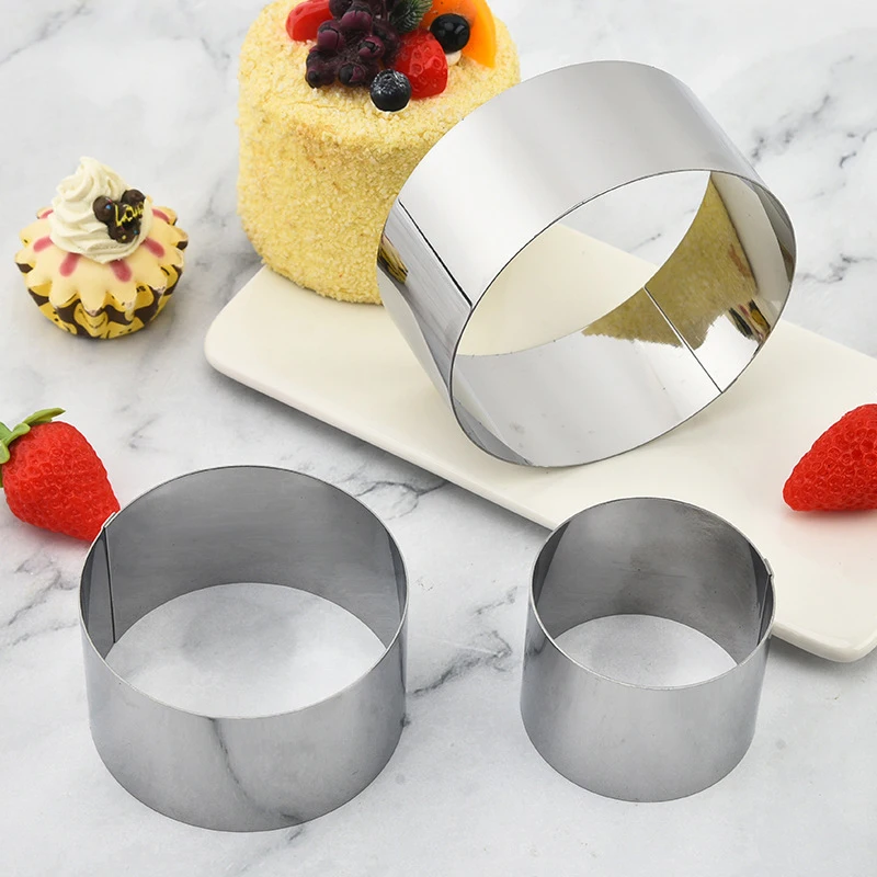 قالب حلقة الكيك على شكل دائري من الفولاذ المقاوم للصدأ قابل لإعادة الاستخدام أداة خبز ذاتية الصنع ملحقات أدوات المطبخ والمعجنات #4