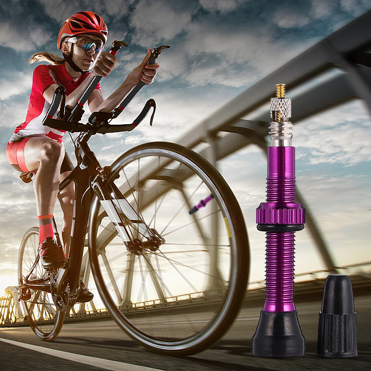 

1pc 40Mm French Valve Premium O-Ring Design For Bike Vacuum Tubeless Tire Inflating Cycling Bicycle Accessories