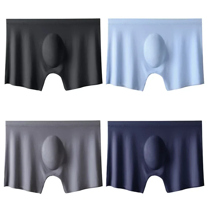 

4PCS/Lot Men Panties Mens Ice Silk Seamless Sexy Underwear Solid Ultra-thin Breathable Boxer Shorts Male Underpants Boxershorts