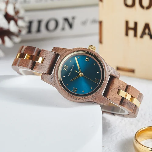 Imagen 2 del producto BOBO BIRD Reloj de madera para mujer, moda, aniversario, día de boda, regalo para esposa, relojes de madera personalizados grabados