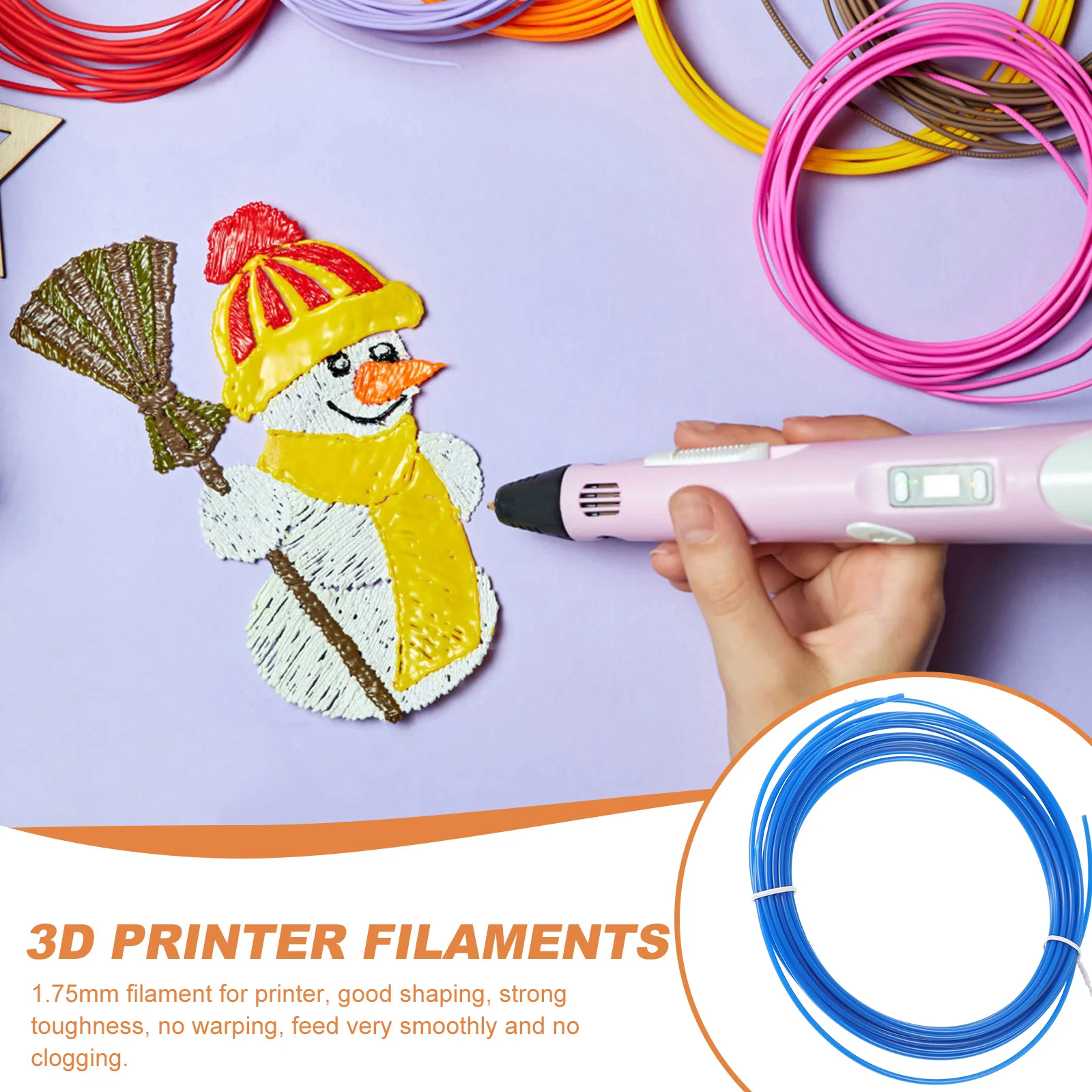 

High Quality ABS Filament for 3D Drawing Pen Random Color Included Spool 3D Printer Filament Works Well in Testing