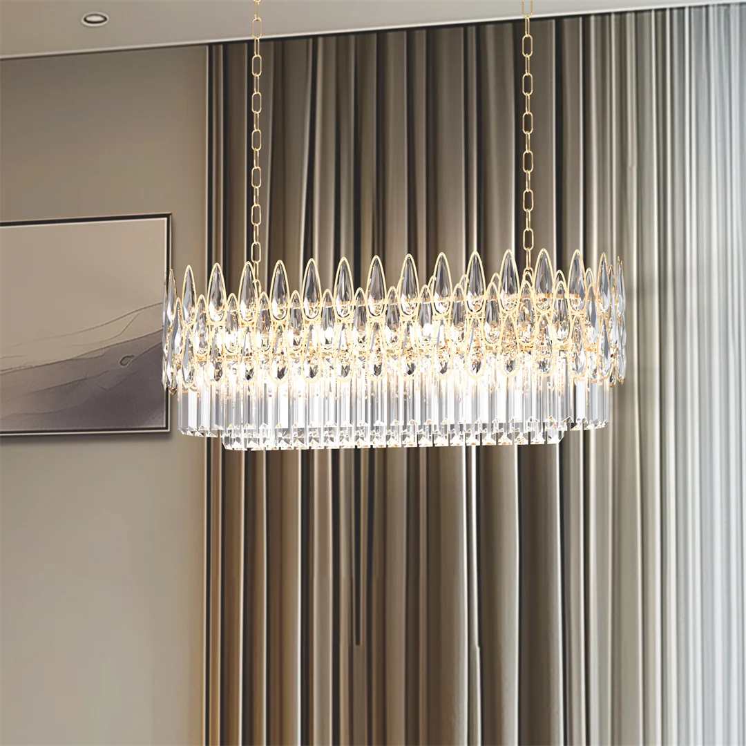 

LUVODI Modern Rectangular Crystal Raindrop Chandelier Lamp Pendant Ceiling Light Fixtures for Homes Hotel