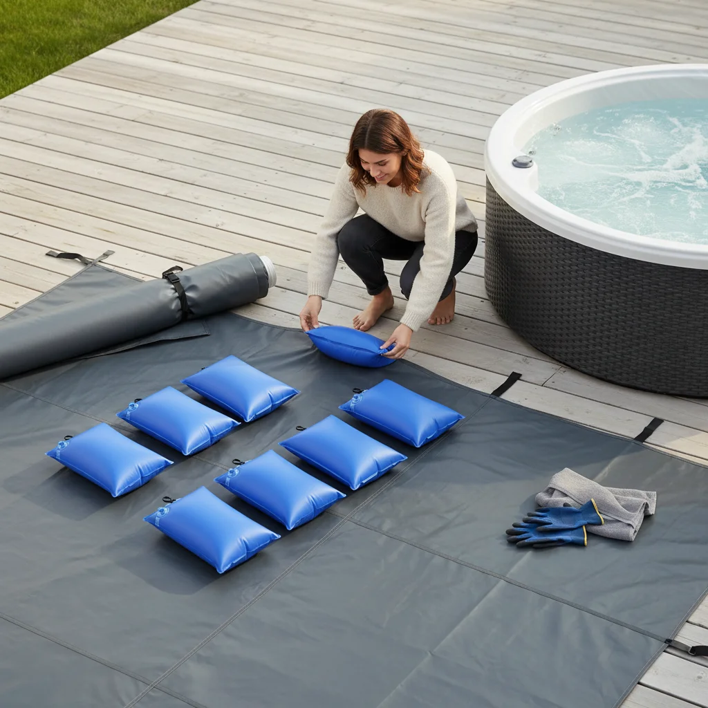 8-Pack Blue PVC Winter Pool Cover Weight Bags With Hooks, 21x35cm Rectangular Weight Bags Above-Ground Swimming Pool Accessories