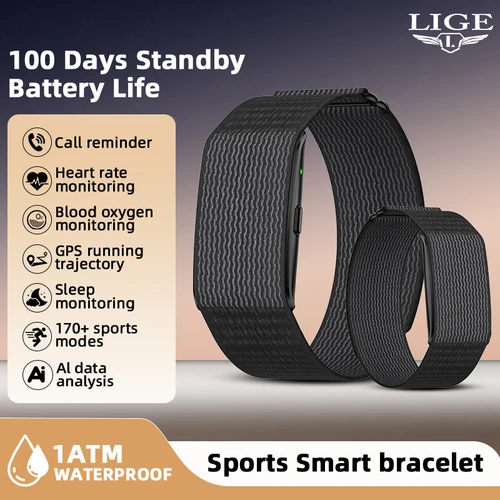 Imagen 1 del producto Pulseras inteligentes LIGE sin pantalla con frecuencia cardíaca, sueño, Monitor de salud AI, informe, pulsera inteligente, relojes con notificación de llamadas entrantes