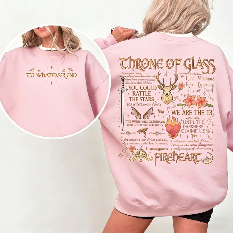 Sweat-shirt à face du trône de verre, Aelin Galathynius, inspiré du treize Sjm Merch, vêtements de lecteur fantastique, sweat à capuche assorti