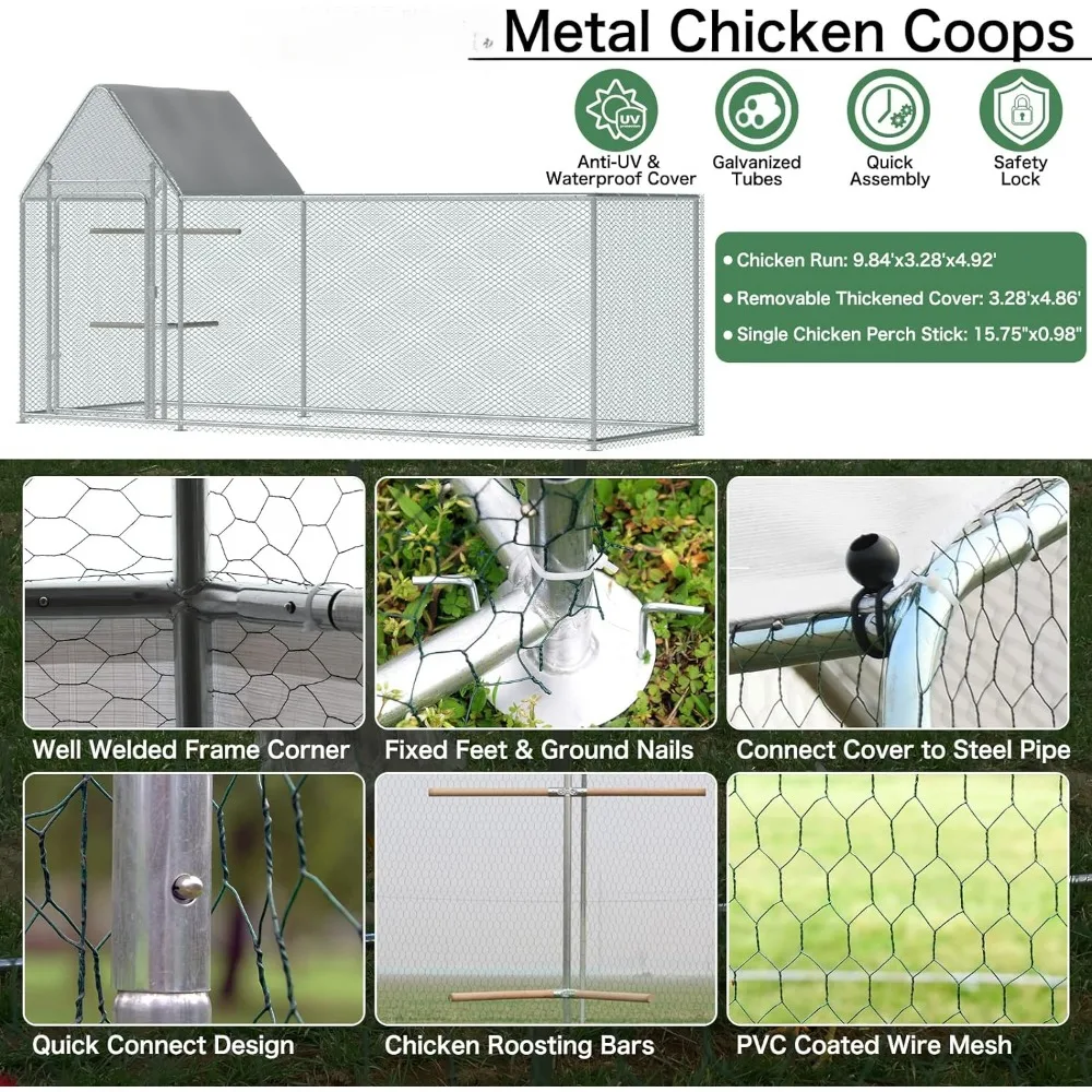 Imagem -04 - Grande Metal Chicken Coop para Galinhas Walk in Poultry Cage Run House Wire Fence Enclosure Outdoor Pen