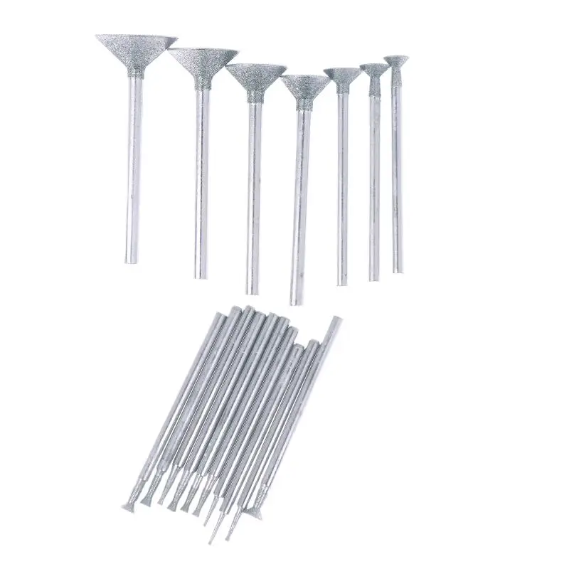 0.5-16mm Diamond Round Burring Sanding Drill Bit Grinding Head 2.35mm Shank Carve Precision Carving Tool Electric Grinder Parts